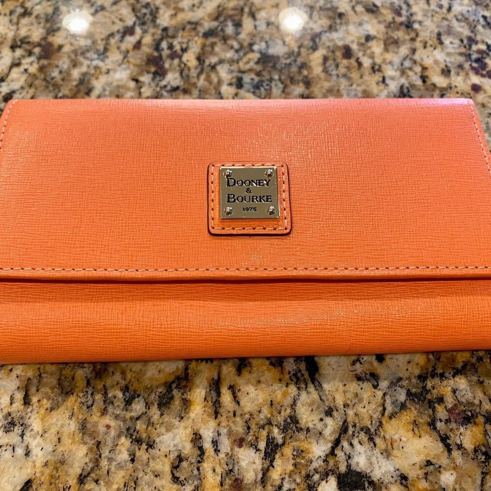 Dooney & Bourke Pebbled Leather Orange/Tangerine Wallet